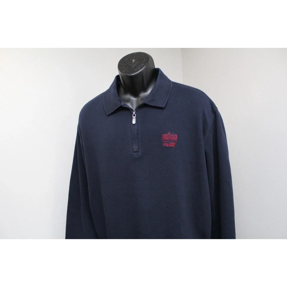 Booby Jones Coca-Cola Tour Championship Zip Neck Polo‎ Sweater Navy Pima Mens XL